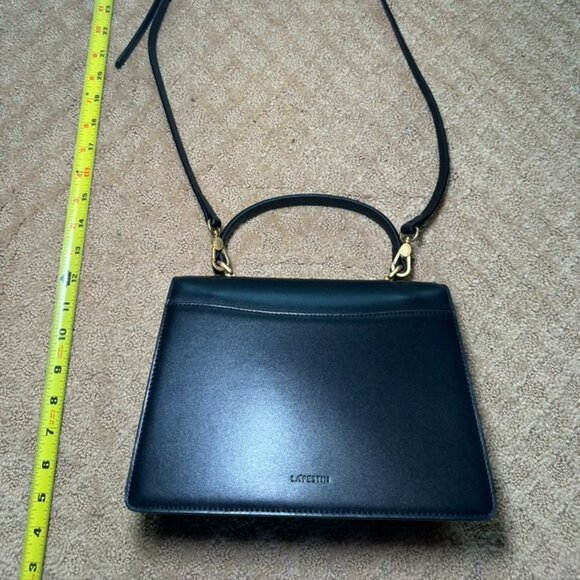 Retro Style Leather L'Festin Top Handle Shoudler Bag with Gold Hardware - Black - Picture 4 of 11